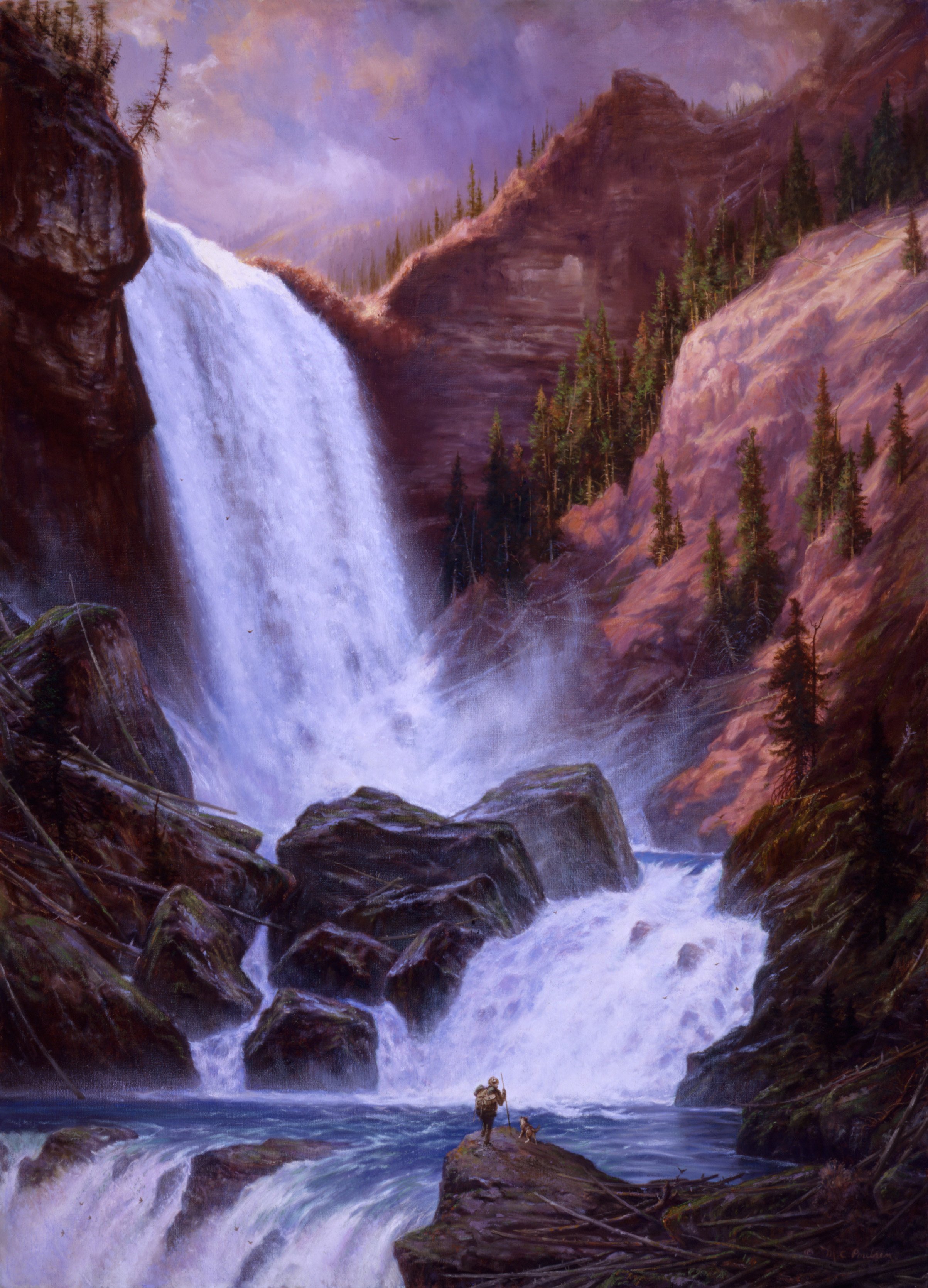 MIKE POULSEN YELLOWSTONE HIDDEN WATERFALLS PAINTINGS — M. C.